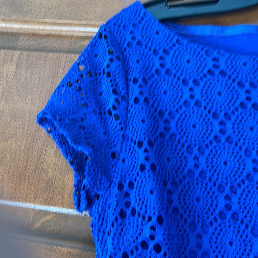 Banana Republic Crochet Zipper Top 0P Royal blue - Picture 3 of 9